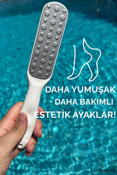 Lovendas Çift Taraflı Topuk Törpüsü - Paslanmaz Metal Yüzey – Ergonomik Sap