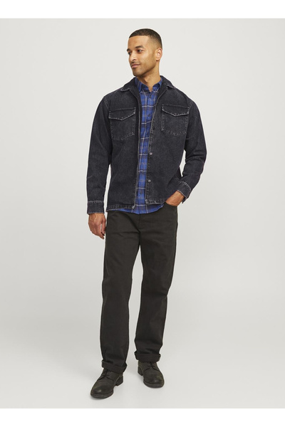 Jack & Jones Relaxed Siyah Erkek Denim Gömlek 12258857_RDDROB OVERSHIRT RI 32...