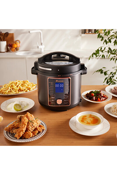 Karaca 2 si 1 Arada 17 Farklı Fonksiyonlu 6 L Düdüklü Tencere ve 12 Farklı Fonksiyonlu 3,5 L AirFryer