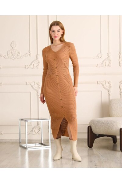 Sum ÖNDEN DÜĞMELİ TRİKO ELBİSE ?