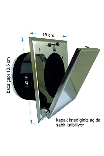 SAKOYA Aspiratör 304 paslanmaz Kare Panel, 100 lük baca ve tavan tipi, 100 M3/h, Geri Tepme Klapeli