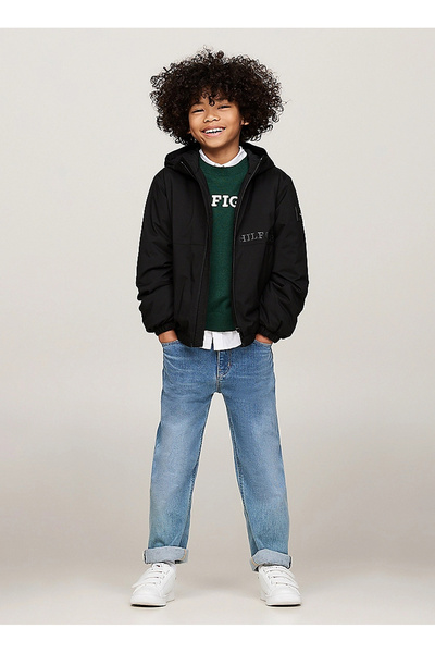 Tommy Hilfiger Black Boy's Coat Kb0Kb09400Bds