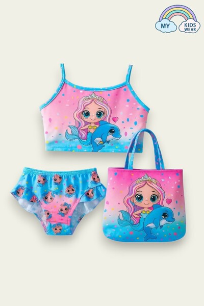 My Kids Wear Κοριτσίστικο βολάν μπικίνι τριών τεμαχίων με τσάντα