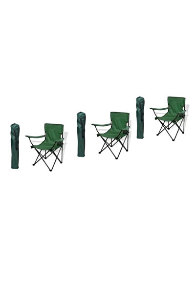 Generic camping chair set — 3 foldable Oxford fabric chairs with metal legs (comfortable, lightwei