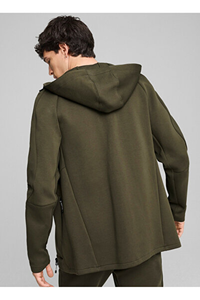 Puma Koyu Yeşil Erkek Fermuarlı Yaka Normal Kalıp Zip Ceket 68170070 EVOSTRIPE Full-Zip Hoodie