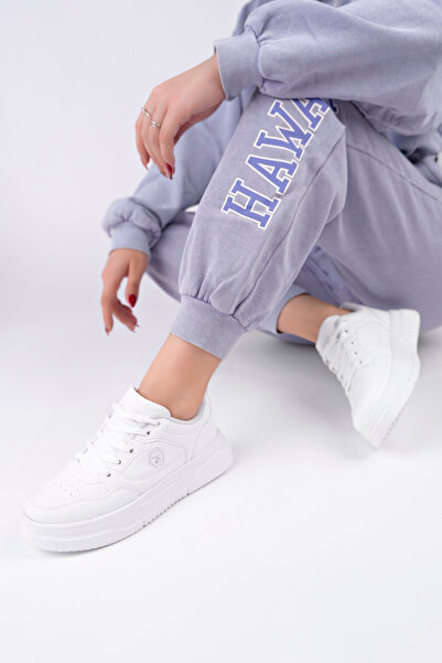 McDark Women's Mi̇ss White Orthopedic Non-Yellowing Sole Sneaker Shoes