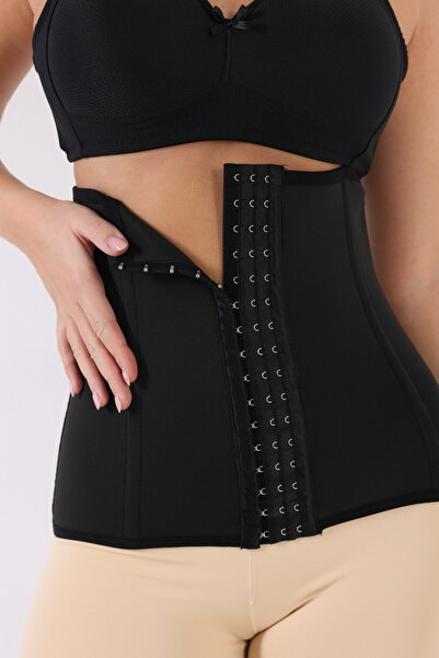 BelFit 4 fokozatú felszorító pánt nélküli fekete latex fűző