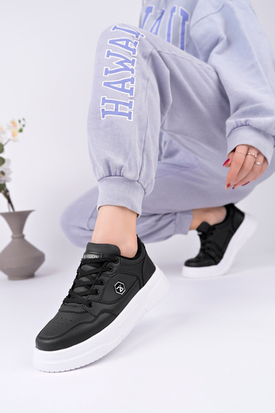 McDark Women's Black and White Orthopedic Non-Yellowing Sole Sneaker Shoes