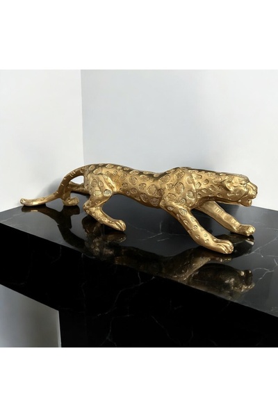 srs dizayn Büyük Boy Gold Renk Leopar Heykeli
