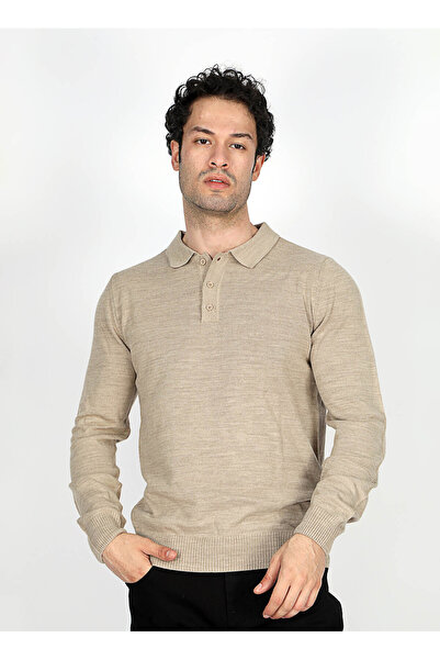 Lee Cooper Ανδρικό πουλόβερ με λαιμόκοψη Polo Regular Fit Mink 251 LCM 241051 GINO VIZON