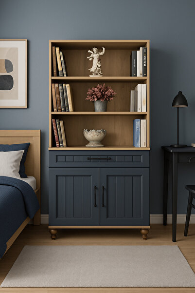 arionkids Ozan Kapaklı Şifonyer & Kitaplık Set | %100 MDF | Ağaç Ayaklar | Uz...