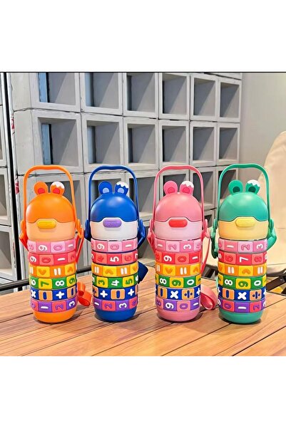 CNSZ 6-12 Hours Heat Protected Children's Water Bottle and Thermos with Stainless Steel Strap - Training Rotating Numbers
