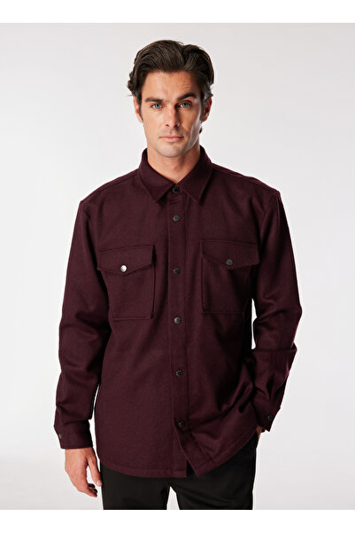 Fabrika Mürdüm Erkek Yün Karışımlı Ceket F4WM-CKT 2415