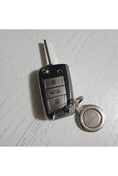 OEM Husa argintie cu inserții din piele pentru cheie VW Volkswagen Golf 7 MK7