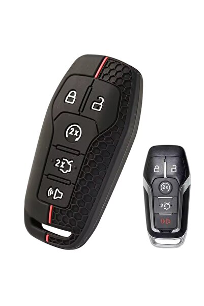 OEM Husă cheie silicon Ford, neagră cu dungi roșii