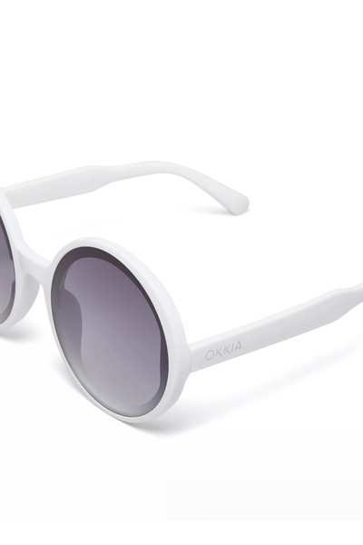 Okkia Monica Unisex Large Round Sunglasses White Ok014-Ow