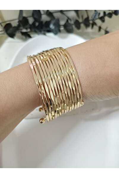 mos&more 14 Halkalı Gold Kelepçe Bilezık