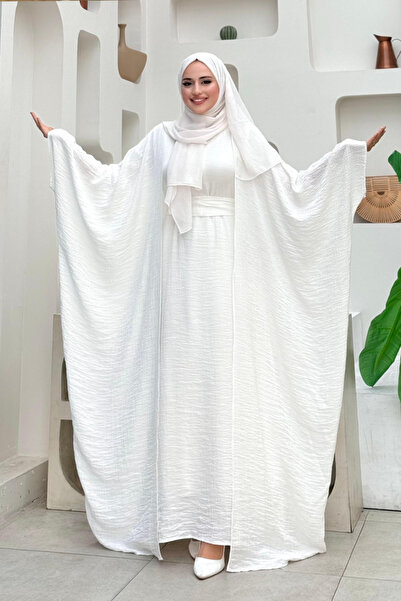 Bym Fashion Yarasakol Abaya Dress Set 8497 Ecru