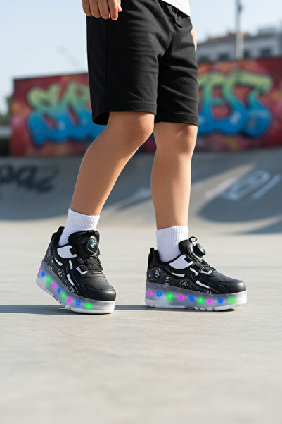 WALKWAY Nils F Black Lighted Roller Skate Orthopedic Children's Sports Shoes