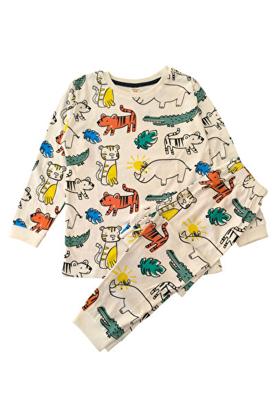 elmas kids Male Child 100% Cotton Patterned Pajamas Set