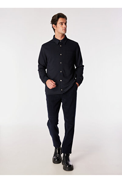 Fabrika Basic Gömlek Yaka Düz Lacivert Erkek Gömlek F4WM-GML 2425