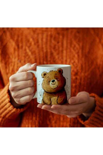 QueenHome Cute Teddy Bear Patterned Mug Cup Gift Coffee Tea Cup