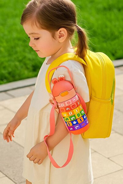 CNSZ 6-12 Hours Heat Protected Children's Water Bottle and Thermos with Stainless Steel Strap - Training Rotating Numbers