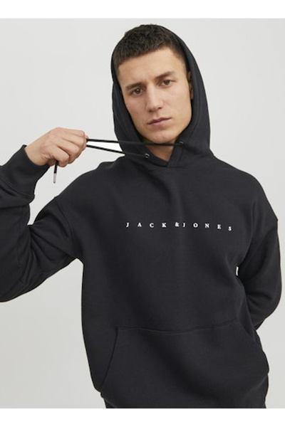 Jack & Jones Crna muška majica sa kapuljačom 12233972_JJESTAR JJ SWEAT HOOD NOOS