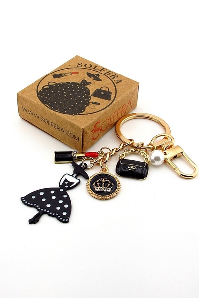 Solfera Moda İkonu İnfluencer Kraliçe Tacı Kırmızı Ruj Çanta Süsü Charm Anahtarlık KY020