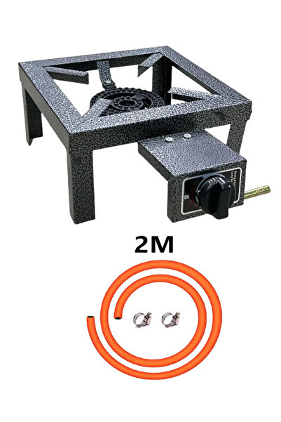 Rani موقد غاز ذو شعلة واحدة - رمادي مع لي غاز 2 متر