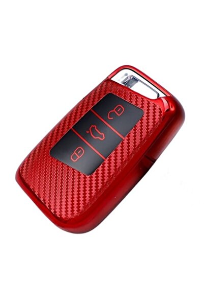OEM Red Carbon Cover for Car Key VW Volkswagen Passat B8 Skoda Seat