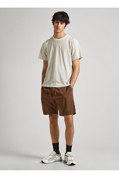 Pepe Jeans Bisiklet Yaka Çizgili Ekru Erkek T-Shirt PM509387 804 CARLISLE