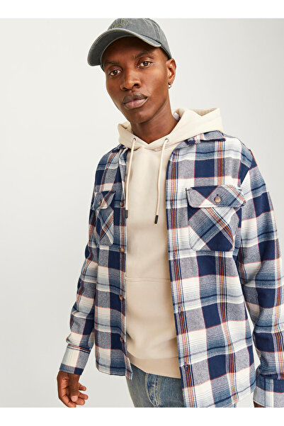 Jack & Jones Сlim Fit Синя чоловіча сорочка 12261170_JJDARREN FLANNEL OVERSHIRT