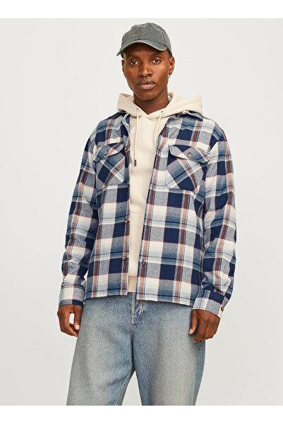 Jack & Jones Сlim Fit Синя чоловіча сорочка 12261170_JJDARREN FLANNEL OVERSHIRT
