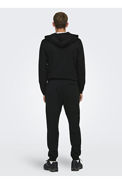 Only & Sons Κανονικό μαύρο ανδρικό παντελόνι ONSLIAM REG PANTS TRACKSUIT NOOS