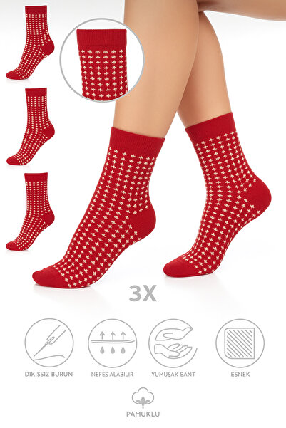 BABI'S SOCKS 3 Pairs of Gingham Patterned Women's Socks