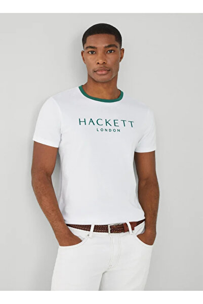 Hackett Bisiklet Yaka Beyaz Erkek T-Shirt HM500797