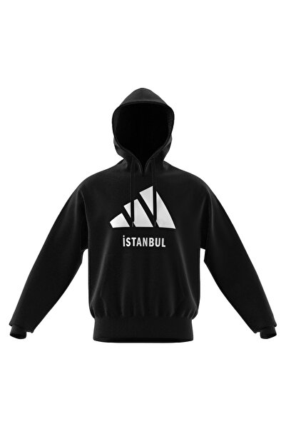 adidas JE2741 ISTANBUL HD Μαύρο ανδρικό φούτερ με κουκούλα και κανονική εφαρμογή