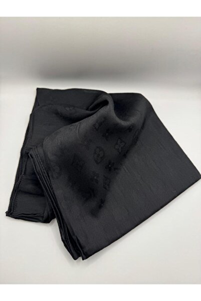 atar tekstil Desenli İpeksi Jakar Şal Siyah