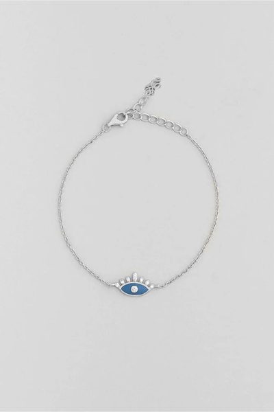 So CHIC... Minimal Göz 18 Ayar Beyaz Altın Kaplama 20 Cm Gümüş Bileklik