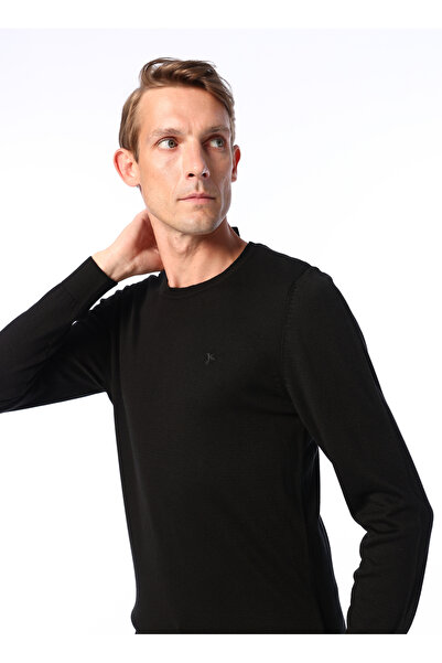 Fabrika Siyah Erkek Bisiklet Yaka Basic Kazak F4WM-KZK 2844