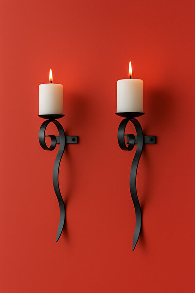 Samsun Demsa Demir Ferforje Surf Dekoratif Siyah Metal Duvar Mumluğu Modern Duvar Apliği Ev & Ofis Aksesuarı