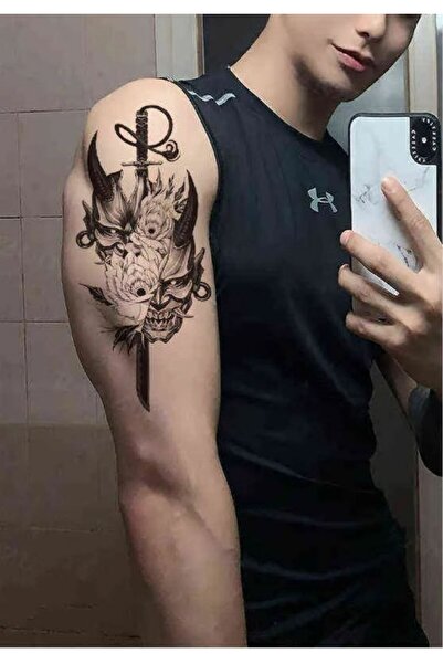 incebeltayt Demon Slayer Tattoo Kılıç ve Kuru Kafa Dövmesi