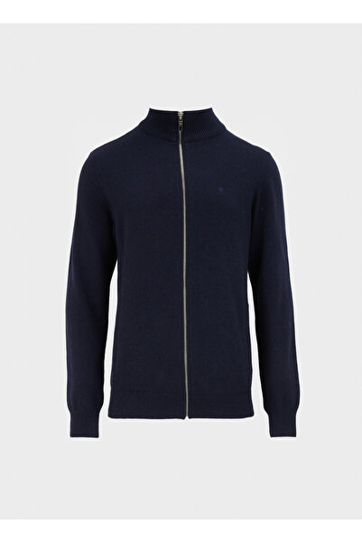 Fabrika Lacivert Erkek Dik Yaka Yün Karışımlı Hırka F4WM-HRK 2562