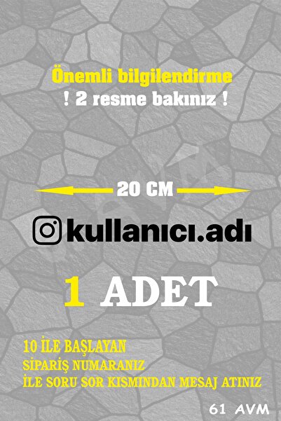 61 AVM Kişiye Özel İnstagram Logolu Kullanıcı Adı Sticker | 20 Cm-Siyah-sadece KULLANICI ADINIZI yazınız