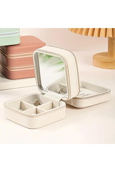 Haziran Accessory Jewelry Box, Multi-Compartment, Zippered and Mirrored Jewel...