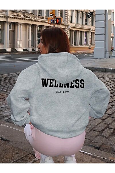 FUFLUNS سويت شيرت بغطاء للرأس للجنسين مطبوع عليه WELLNESS SIRT للنساء/الرجال