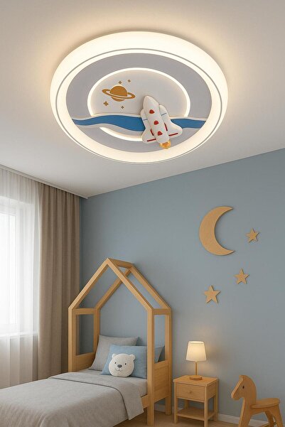 Aurellia Erkek Çocuk Odası Plafonyer LED Avize 50cm Kumandalı 3 Renk Aydınlatma