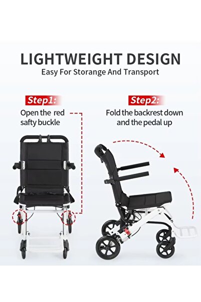 Relax Smart Ultra lightweight, foldable wheelchair for use during travel in airports and airplanes