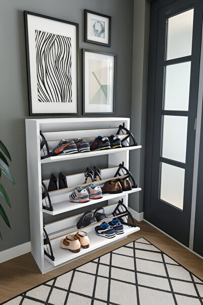 Urban Nouk Tidyshoe Düşer Kapak Ayakkabılık Kayar Raflı Ayakkabılık 3 Bölmeli Ayakkabılık